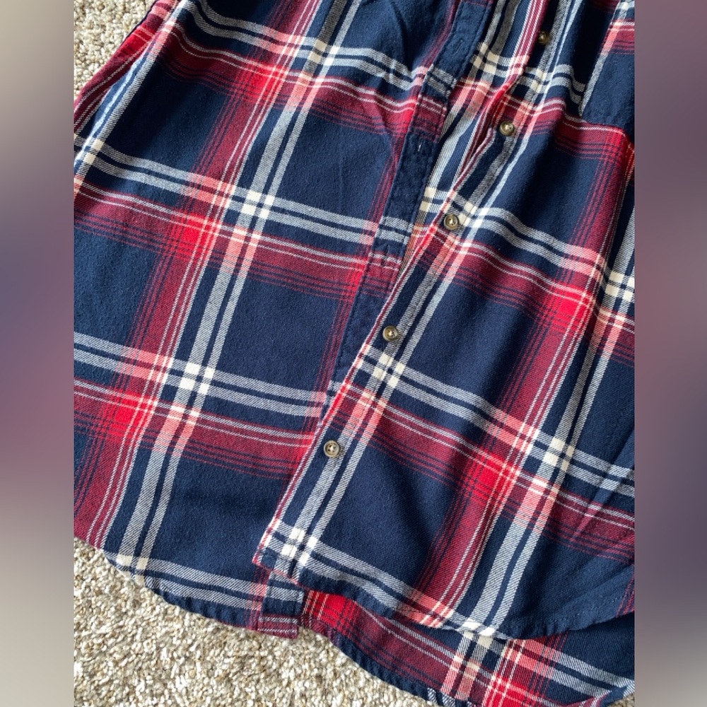 Hollister Navy and Red Plaid Button-Down Shirt - Picture 2 of 2